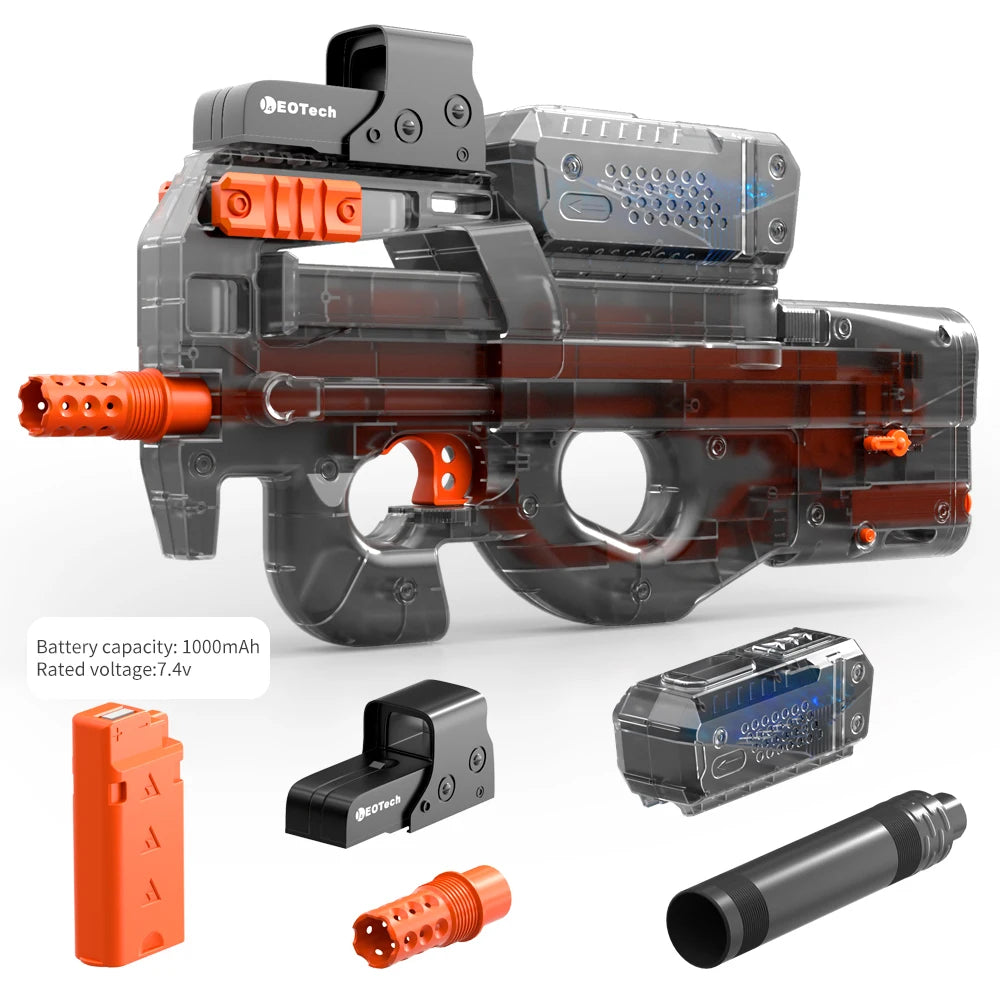 Electric Gel Gun in Transparent Black! Fully Automatic Splatter Ball Toy, Perfect for Outdoor Shooting Games (No Bullets)