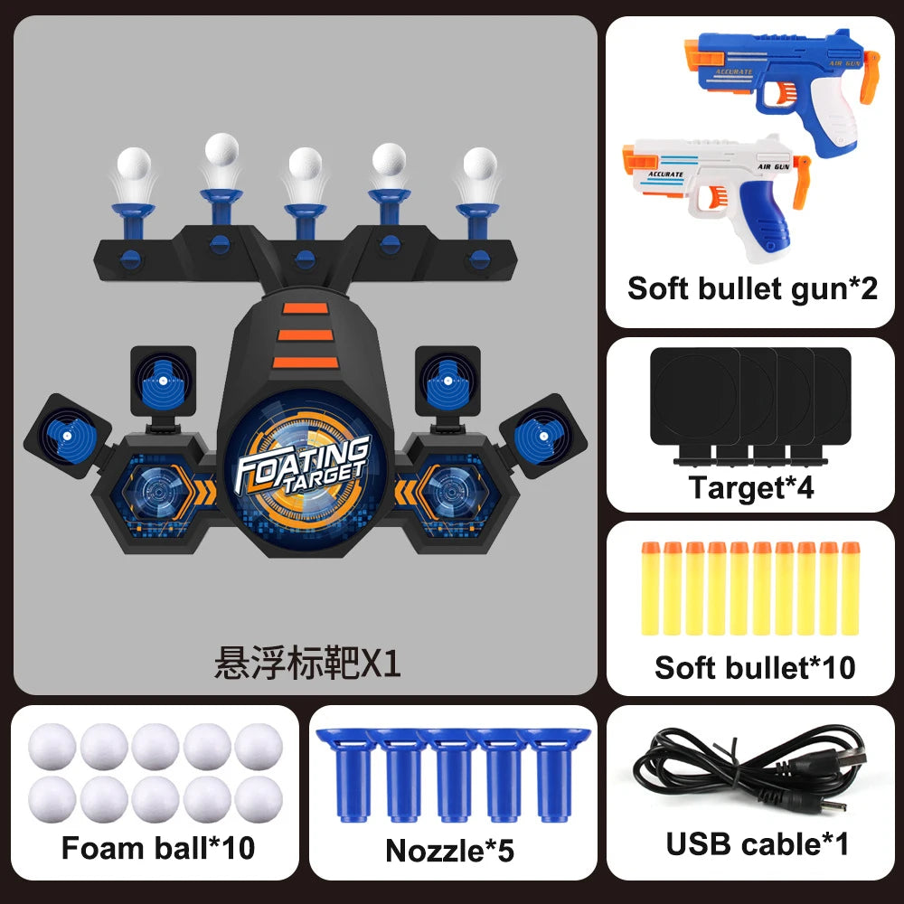 New Electric Floating Flying Ball Shooting Target with Double Pistol Soft Bullet Gun Shooting Target Children's Toy Gun Set Gift