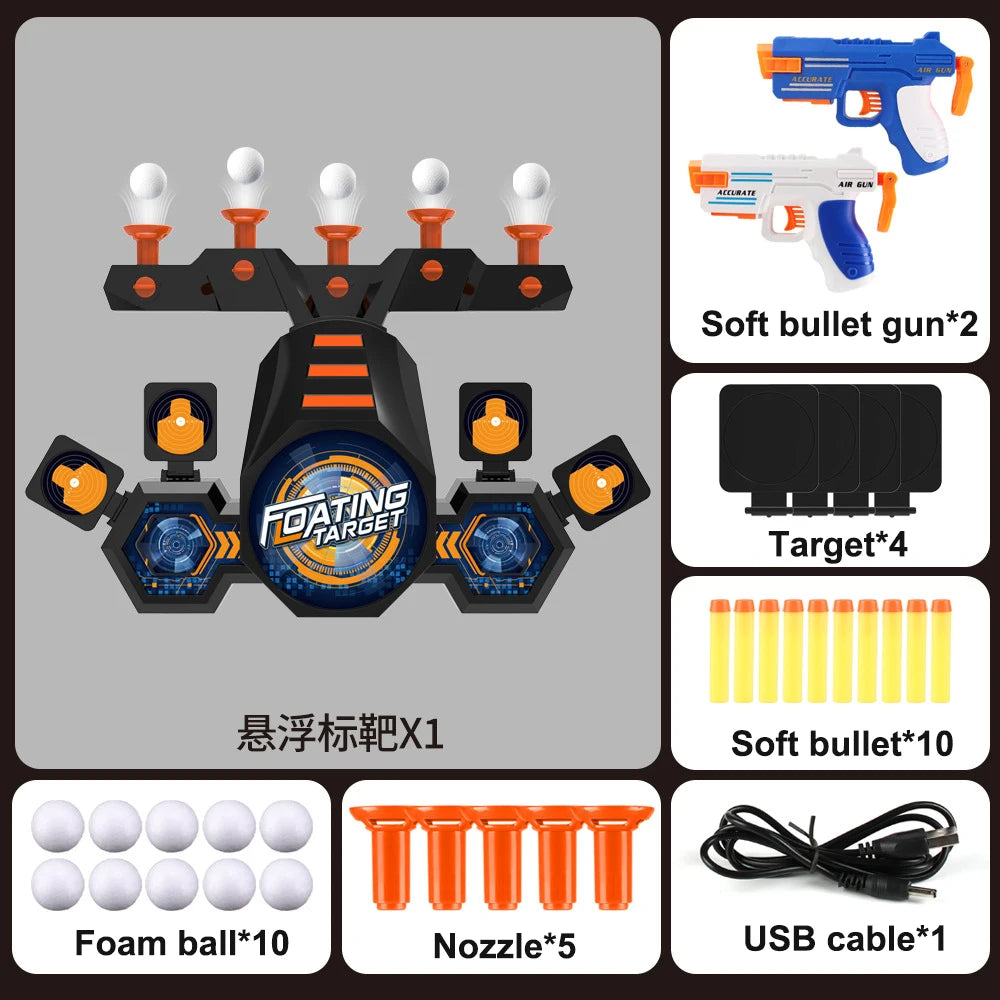 New Electric Floating Flying Ball Shooting Target with Double Pistol Soft Bullet Gun Shooting Target Children's Toy Gun Set Gift