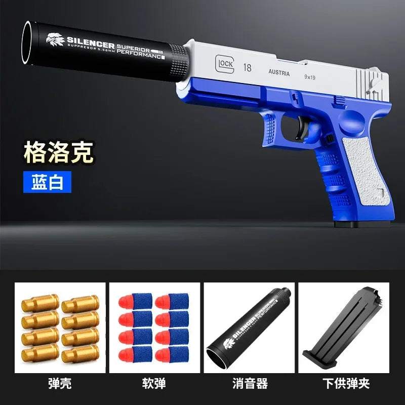 2025 New Shell Ejecting GLK M1911 Glock Airsoft Pistol Soft Bullet Toy Gun Weapon Children Armas Blaster Shoot Outdoor Game Boys