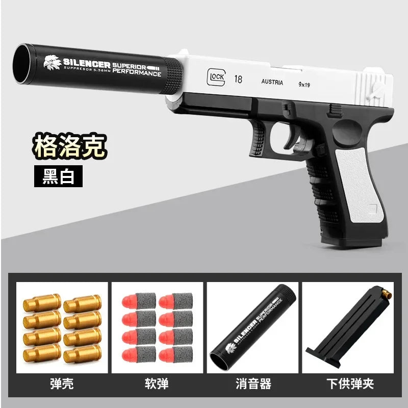 2025 New Shell Ejecting GLK M1911 Glock Airsoft Pistol Soft Bullet Toy Gun Weapon Children Armas Blaster Shoot Outdoor Game Boys