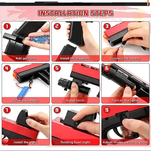 2 in 1 Automatic Shooting Splash Ball Airsoft Electric Christmas Toy Gun Water Ball Weapon Pistol Outdoor Sports Gel Kids Adults