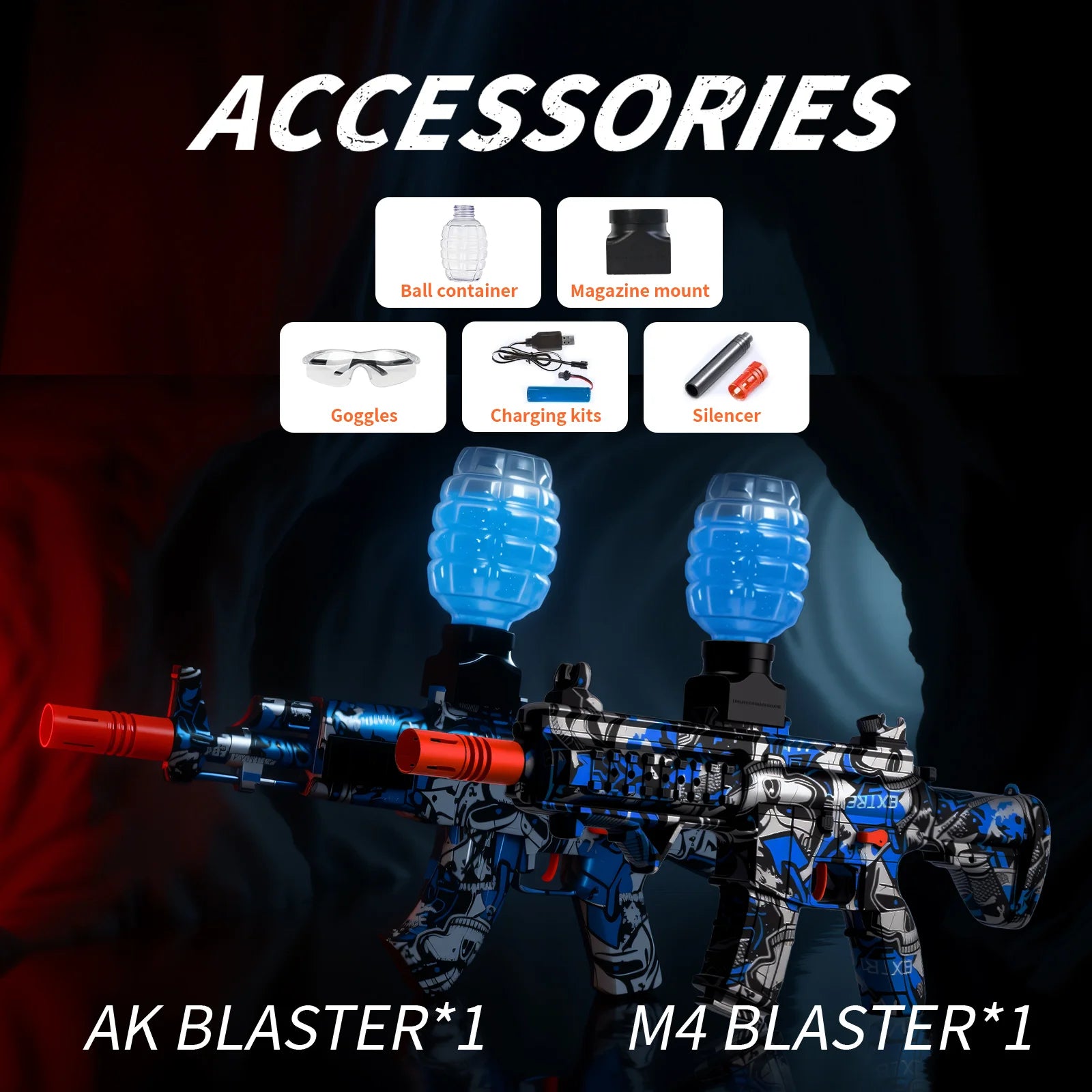 2-Pack Gel Ball Blaster, Electric Auto-Fire Splatter Gun,Outdoor/Indoor Games (Ages 14+)