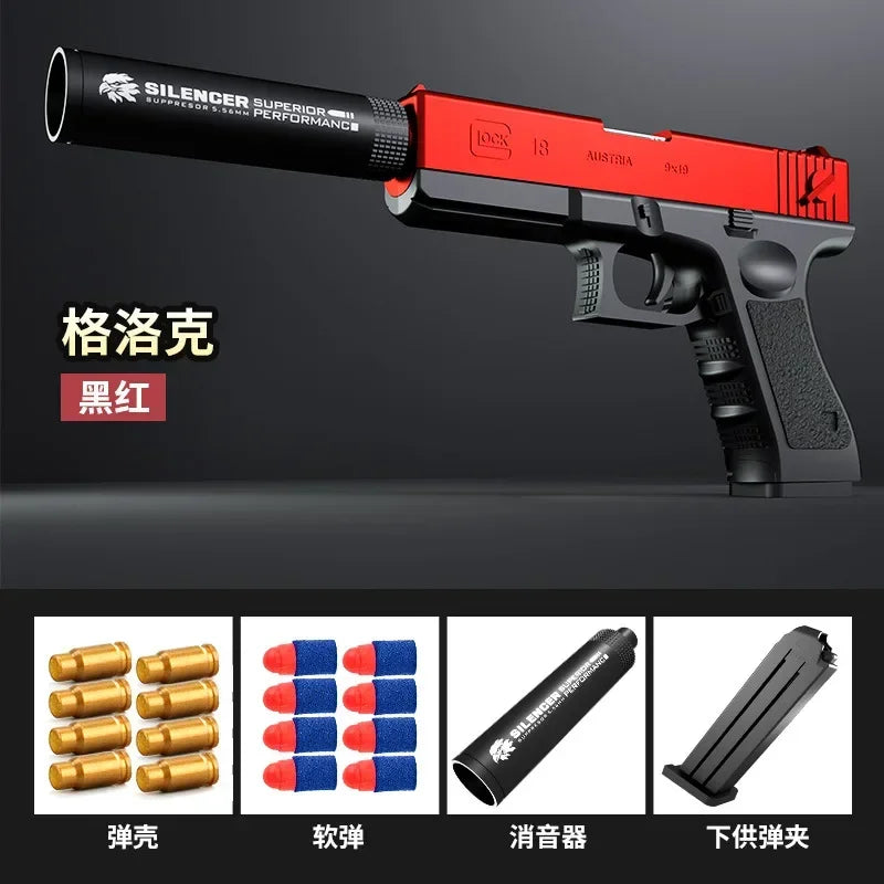 2025 New Shell Ejecting GLK M1911 Glock Airsoft Pistol Soft Bullet Toy Gun Weapon Children Armas Blaster Shoot Outdoor Game Boys