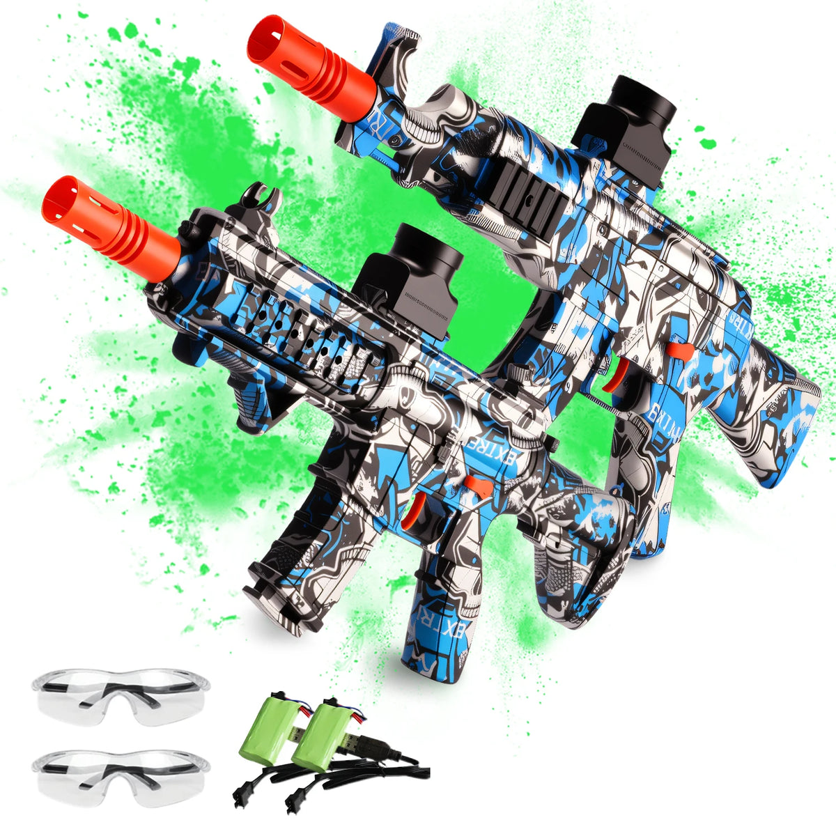2-Pack Gel Ball Blaster, Electric Auto-Fire Splatter Gun,Outdoor/Indoor Games (Ages 14+)