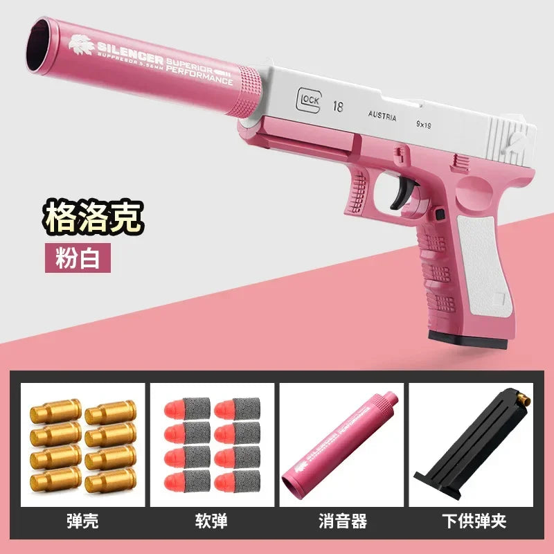 2025 New Shell Ejecting GLK M1911 Glock Airsoft Pistol Soft Bullet Toy Gun Weapon Children Armas Blaster Shoot Outdoor Game Boys