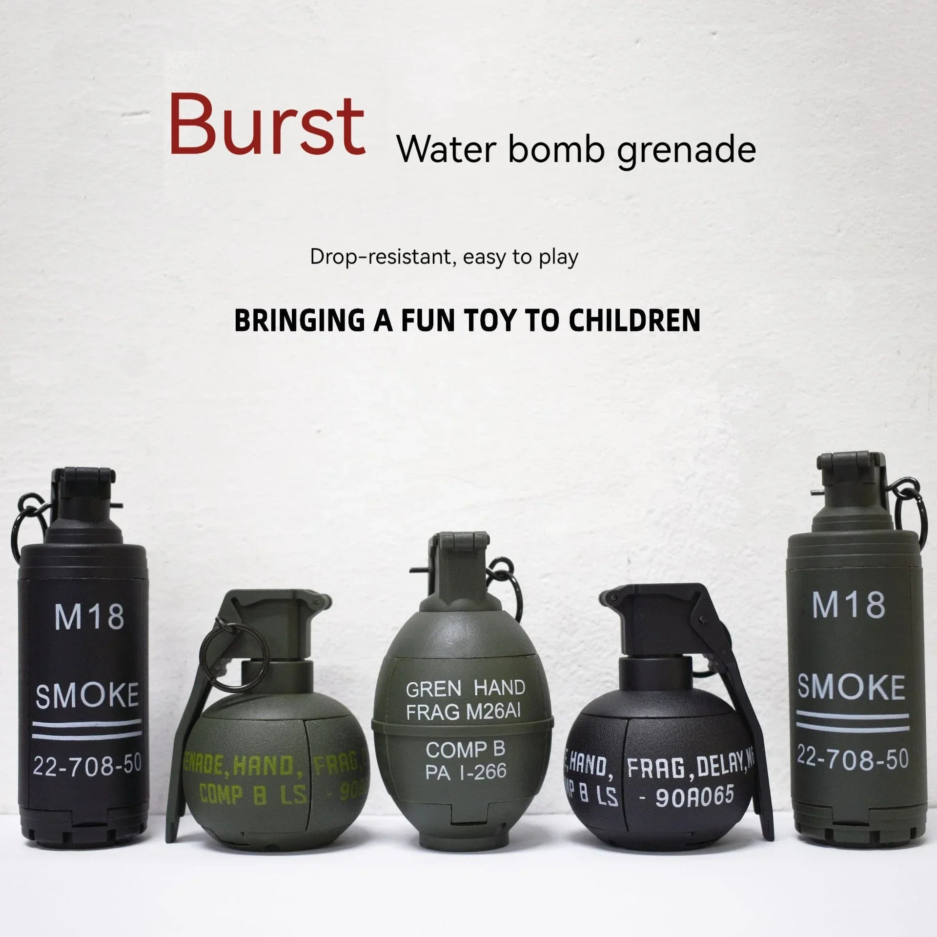 82-2 Grenade Toy Gel Ball Launcher Water Bomb Burst Reusable Children's Toy Simulation Eat Chicken Role Play Christmas Gift